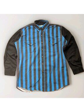 Vintage 90s MWG Canadian Outdoors Western Work Shirt Men's XL Colorblock Stripe